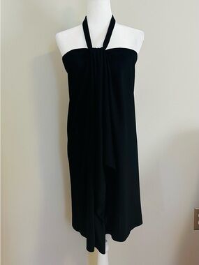 Balenciaga Paris Black Halter Neck Draped Dress 42 Large